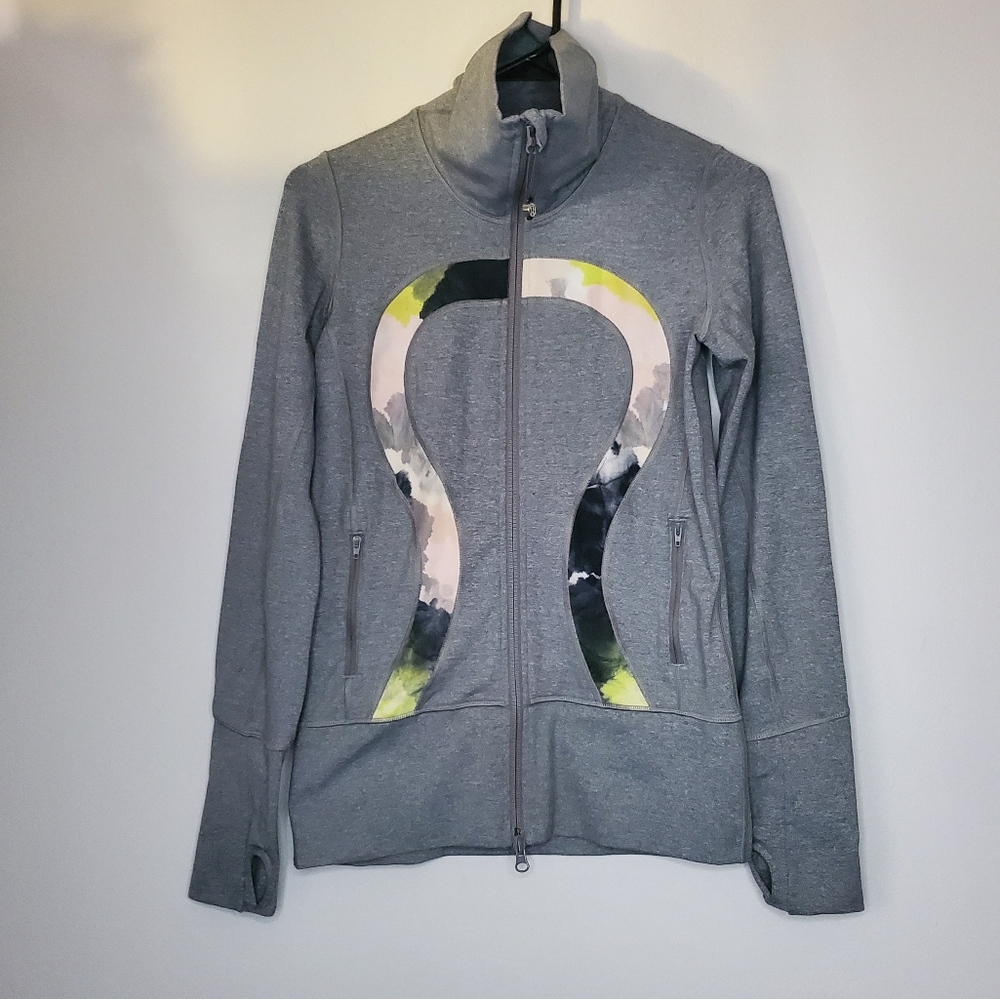 LULULEMON IN STRIDE JACKET GRAY CITRON TINTED CANVAS